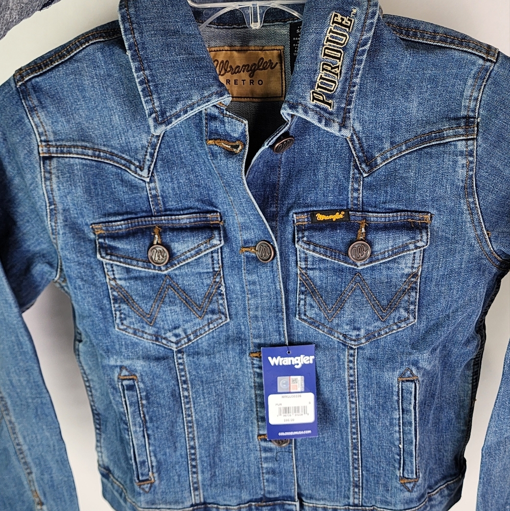 Purdue University Boilermakers Wrangler Retro Denim Western Jean Cowgirl Jacket